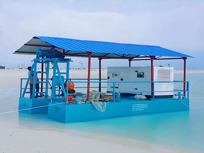 Drague submersible sur le chantier